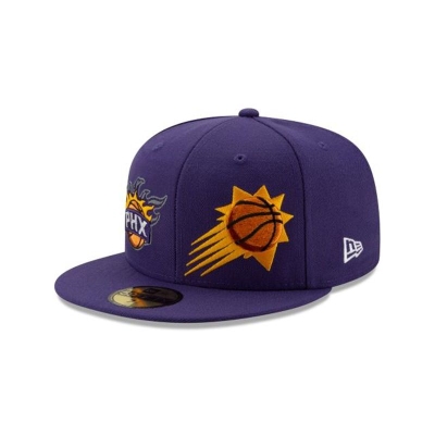 Purple Phoenix Suns Hat - New Era NBA Double Hit 59FIFTY Fitted Caps USA6197845